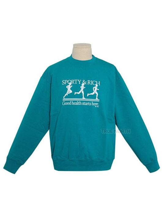 Logo Crew Neck Sweatshirt Green - SPORTY & RICH - BALAAN.