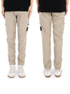 Logo Patch Tapered Cotton Track Pants Beige - STONE ISLAND - BALAAN 3