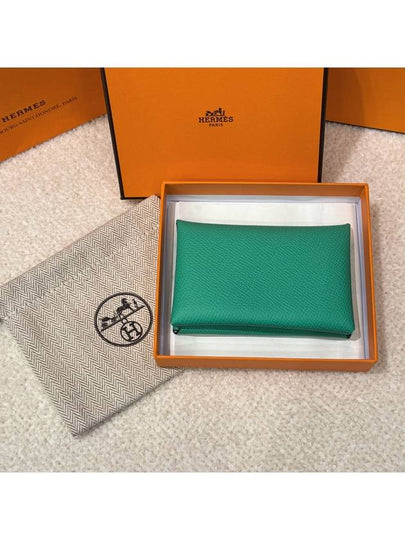 Card Wallet Goatskin Palladium Calvi Verso Mint - HERMES - BALAAN 2