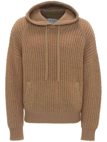 Hooded Rib Knit Top Oatmeal - JW ANDERSON - BALAAN 1