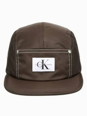 JEANS Unisex Black Brown Monogram Logo Flat Cap HX0293 202 - CALVIN KLEIN - BALAAN 1