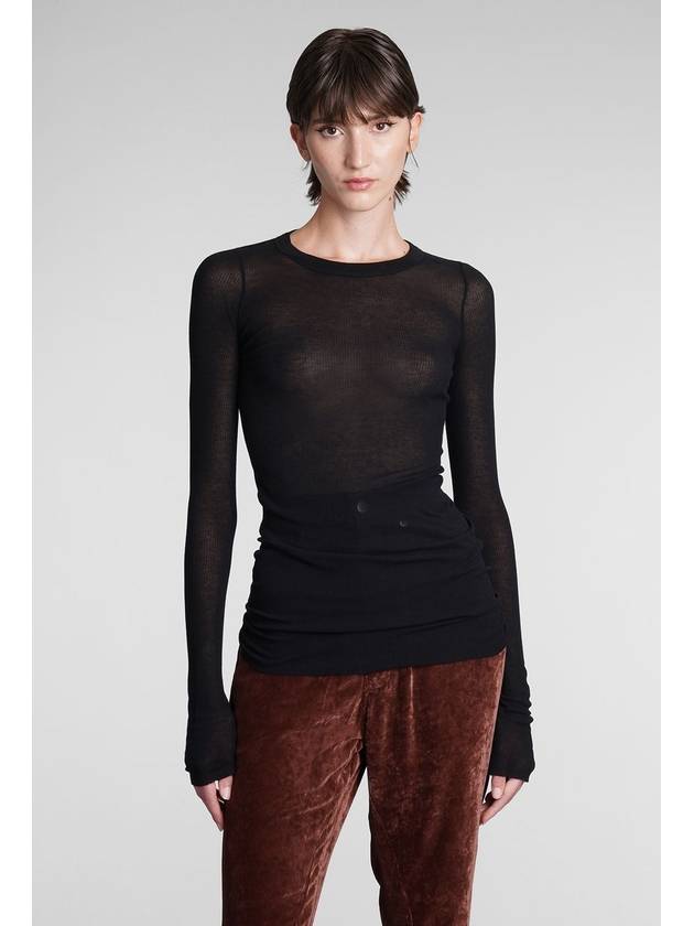 Low Cut Ribbed Knit Top Black - RICK OWENS - BALAAN 2