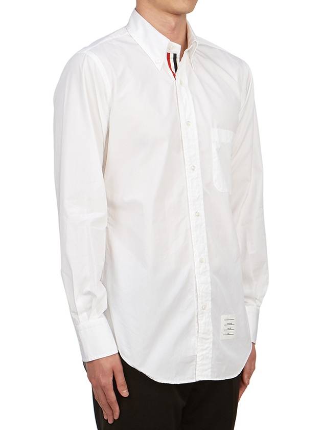 Men's Grosgrain Placket Solid Poplin Long Sleeve Shirt White - THOM BROWNE - BALAAN 5