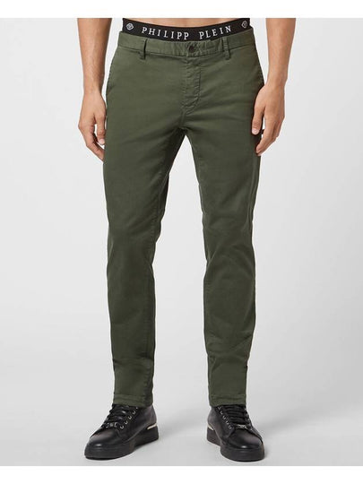 Hexagon Patch Slim Fit Chino Straight Pants Military - PHILIPP PLEIN - BALAAN 2