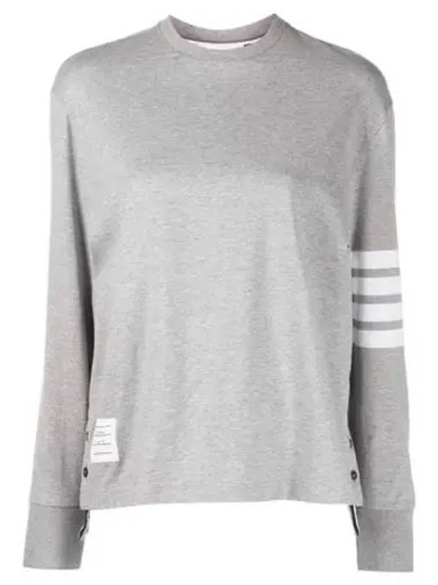 Engineered 4 Bar Medium Weight Jersey Oversized Long Sleeved T-Shirt Light Grey - THOM BROWNE - BALAAN 2