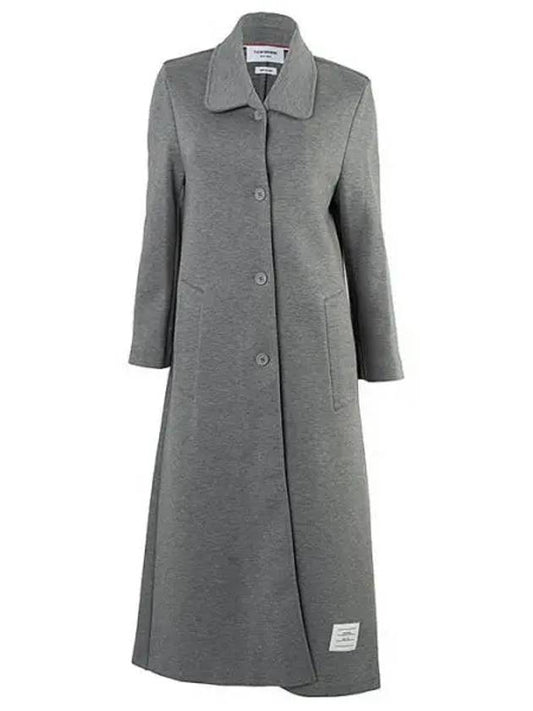 Women's Double Face Tech Round Collar Cotton Overcoat Medium Grey - THOM BROWNE - BALAAN 2