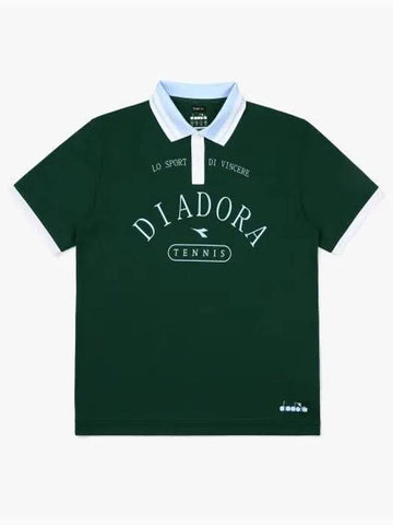 Diadora tennis performance graphic collar t shirt GREEN - DIADORA - BALAAN 1