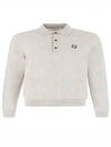 Fox Head Patch Long Sleeve Polo Shirt Light Grey Melange - MAISON KITSUNE - BALAAN 2