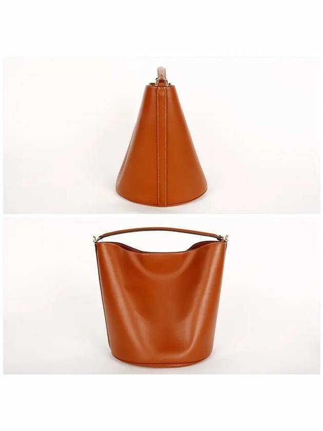 16 Logo Calfskin Bucket Bag Brown - CELINE - BALAAN 4