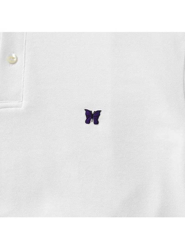 Embroidered Logo Short Sleeve Polo Shirt White - NEEDLES - BALAAN 4