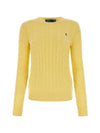 Embroidered Logo Pony Cable Knit Top Yellow - POLO RALPH LAUREN - BALAAN 1