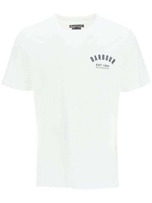 Men's Chest Logo Short Sleeve T-Shirt White - BARBOUR - BALAAN.