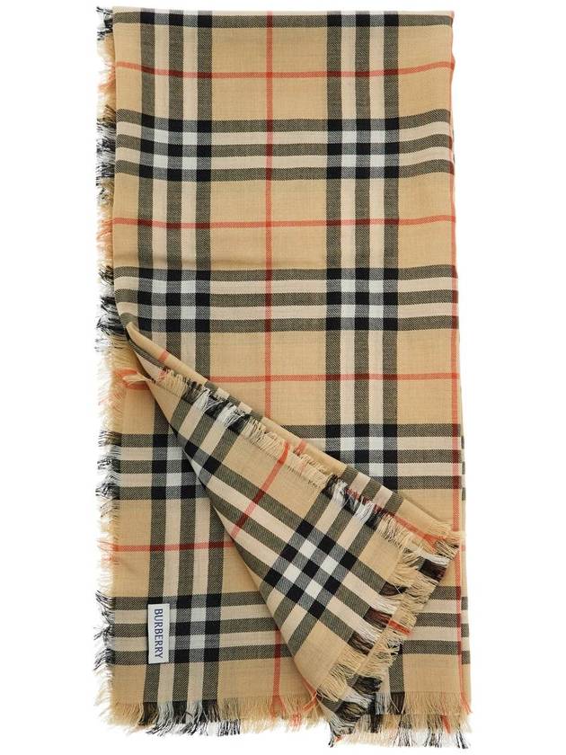 Check Cashmere Silk Scarf Sand - BURBERRY - BALAAN 3