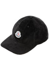 Logo Patch Corduroy Ball Cap Black - MONCLER - BALAAN 2