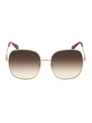 Eyewear Square Metal Sunglasses Brown - SALVATORE FERRAGAMO - BALAAN 1