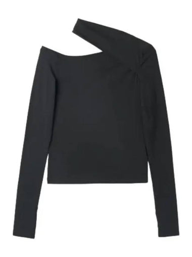 asymmetric cut out t shirt black - HELMUT LANG - BALAAN 1