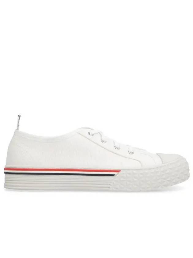 Striped Trim Lace-up Low Top Sneakers White - THOM BROWNE - BALAAN 5