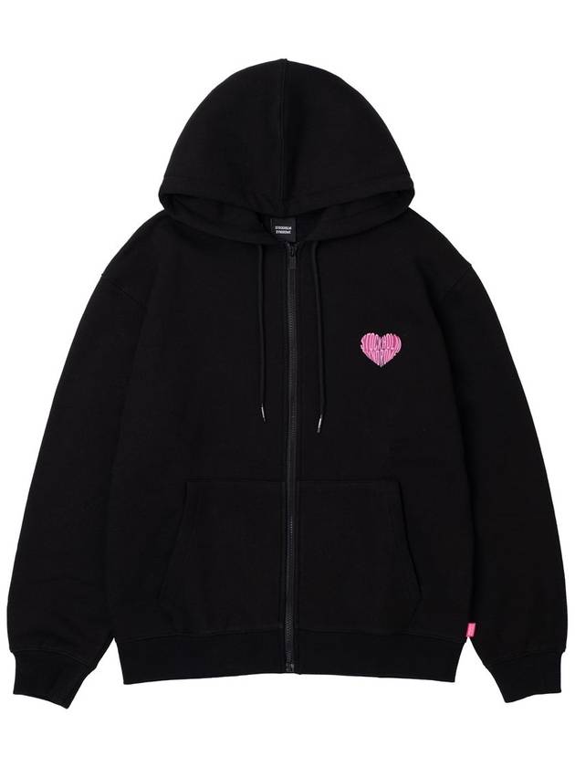 Men's Heart Print Hoodie Black - STOCKHOLM SYNDROME - BALAAN 3