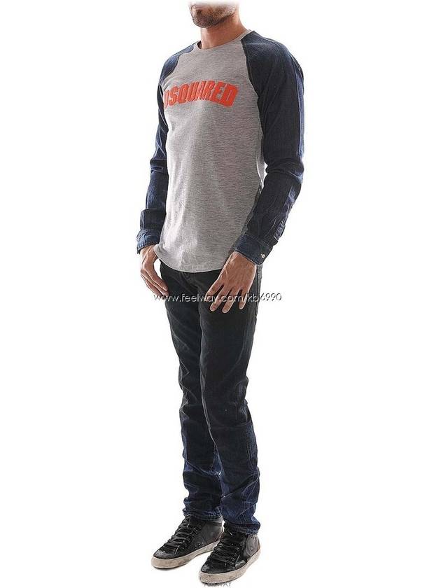 Men's denim color combination longsleeved Tshirt S74GC0849 - DSQUARED2 - BALAAN 10