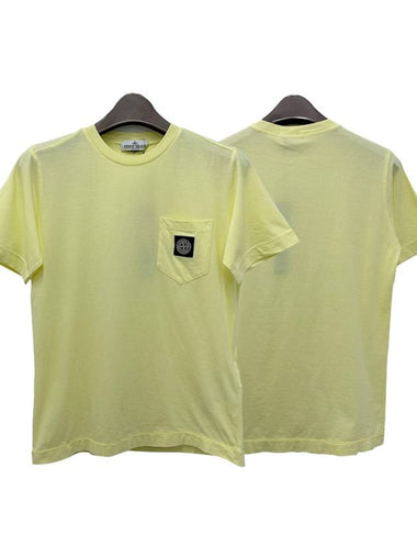 Kids Logo Patch Pocket Short Sleeve T Shirt 14 Lemon 781620347 V0031 - STONE ISLAND - BALAAN 1