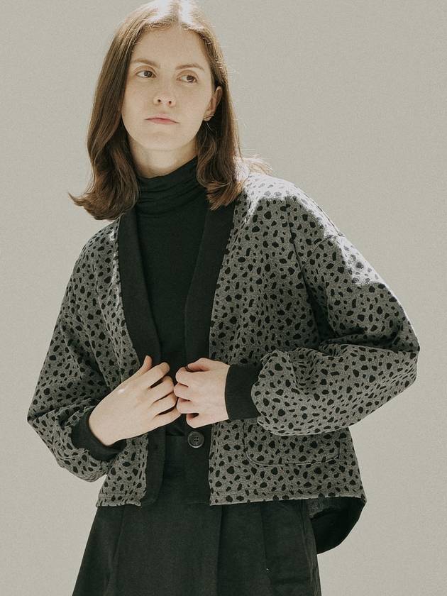 Leopard Jacquard Knit Cardigan DARK GRAY - AVANT-G - BALAAN 6