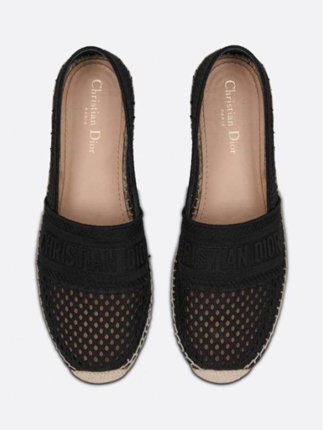 Granville Mesh Embroidery Logo Espadrille Slip-Ons Black - DIOR - BALAAN 5