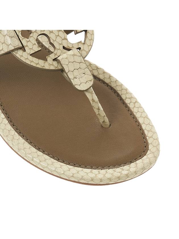 Women's Miller Embossed Leather Flip Flops Cream - TORY BURCH - BALAAN 10