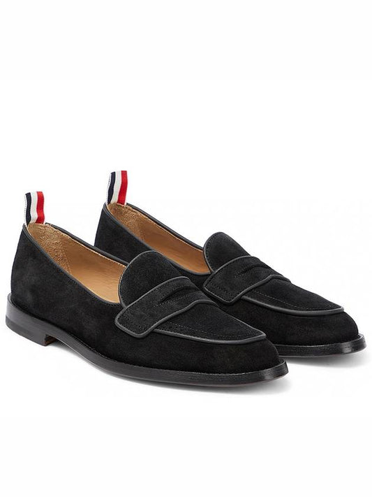 Women's Varsity Suede Penny Loafer Black - THOM BROWNE - BALAAN 2