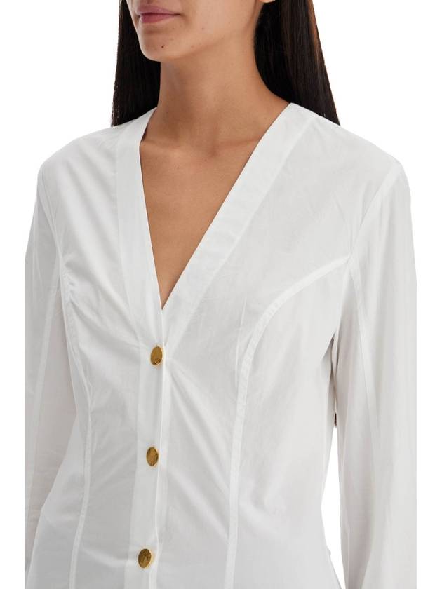 v-neck shirt with collar - GANNI - BALAAN 4