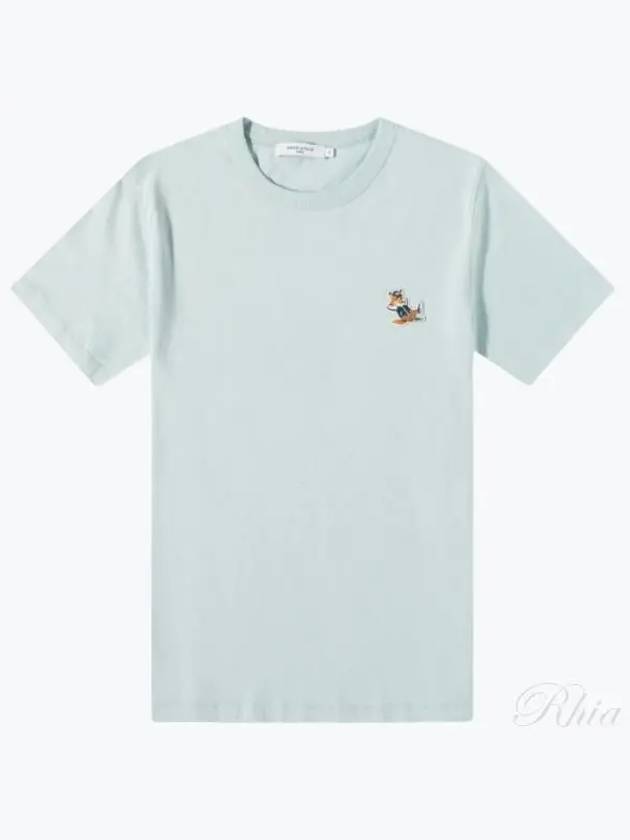 Dressed Fox Patch Short Sleeve T-Shirt Blue - MAISON KITSUNE - BALAAN 2