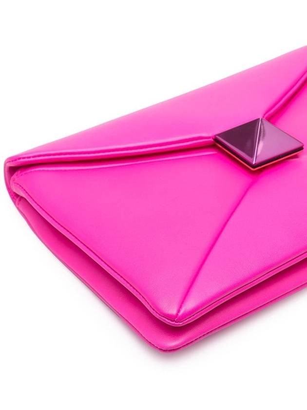 One Studded Leather Clutch Bag Pink - VALENTINO - BALAAN 3