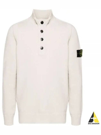 Wappen Patch Half Button Lambswool Knit Top Plaster - STONE ISLAND - BALAAN 2