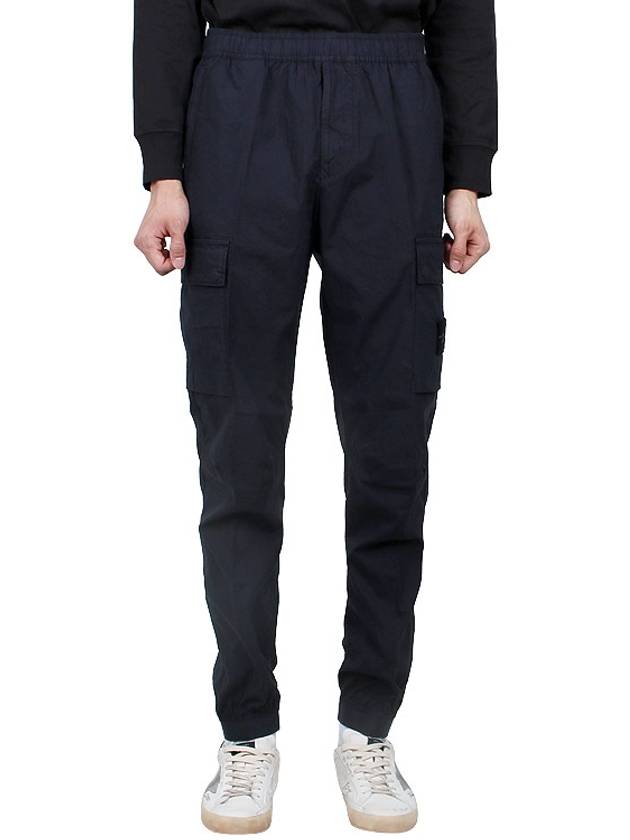 Stretch Cotton Tela Paracadute Cargo Straight Pants Navy Blue - STONE ISLAND - BALAAN 3