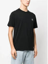 Pisato Effect Logo Patch Short Sleeve T-Shirt Black - STONE ISLAND - BALAAN 4