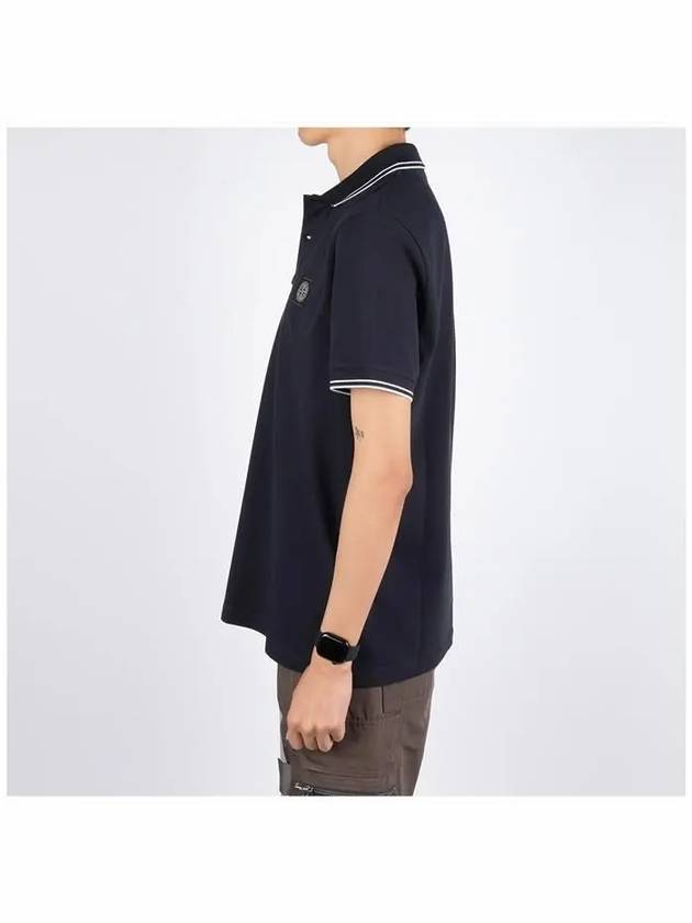 Organic Cotton Elastane Polo Shirt Navy - STONE ISLAND - BALAAN 4