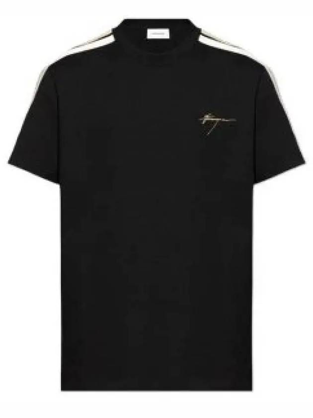 Embroidered Logo Cotton Short Sleeve T-Shirt Black - SALVATORE FERRAGAMO - BALAAN 2