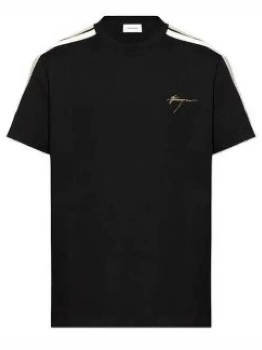 Embroidered Logo Cotton Short Sleeve T-Shirt Black - SALVATORE FERRAGAMO - BALAAN 2