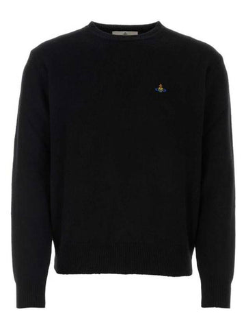 ORB Embroidered Crew Neck Knit Top Black - VIVIENNE WESTWOOD - BALAAN 1