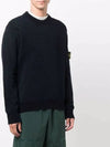 Wappen Patch Cotton Chenille Crew Neck Pullover Knit Top Navy - STONE ISLAND - BALAAN 4