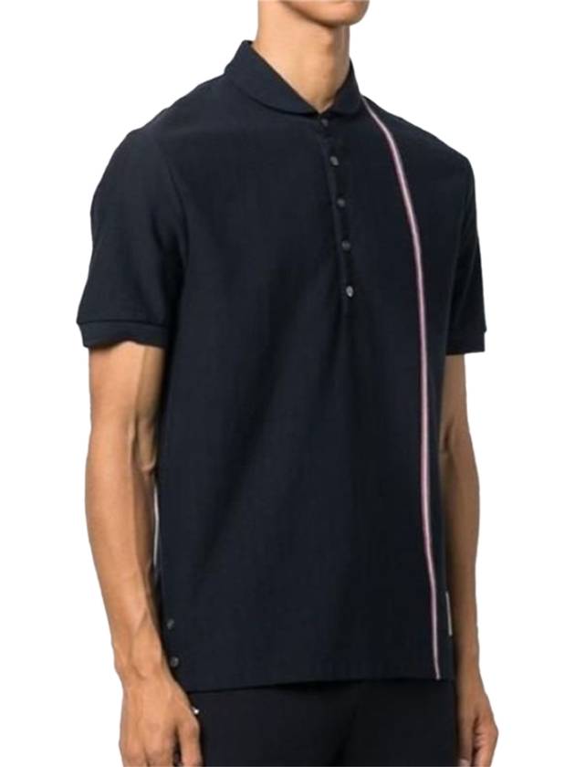 RWB Stripe Polo Shirt Navy - THOM BROWNE - BALAAN 4