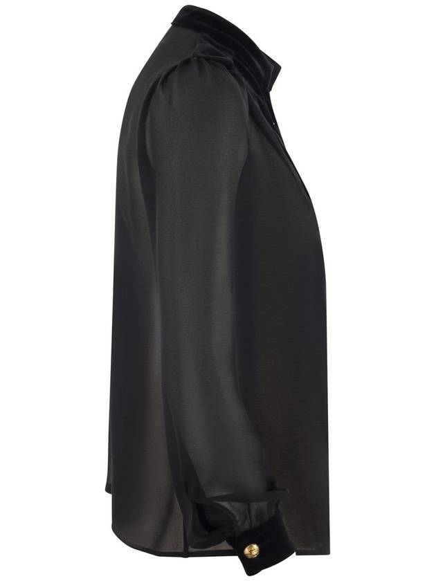 Viscose shirt with velvet plastron - ELISABETTA FRANCHI - BALAAN 3