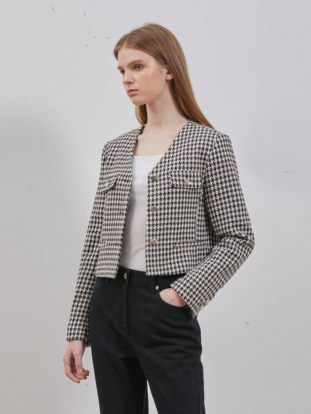 Tweed Crop Button Jacket Black - RYUL+WAI: - BALAAN 1