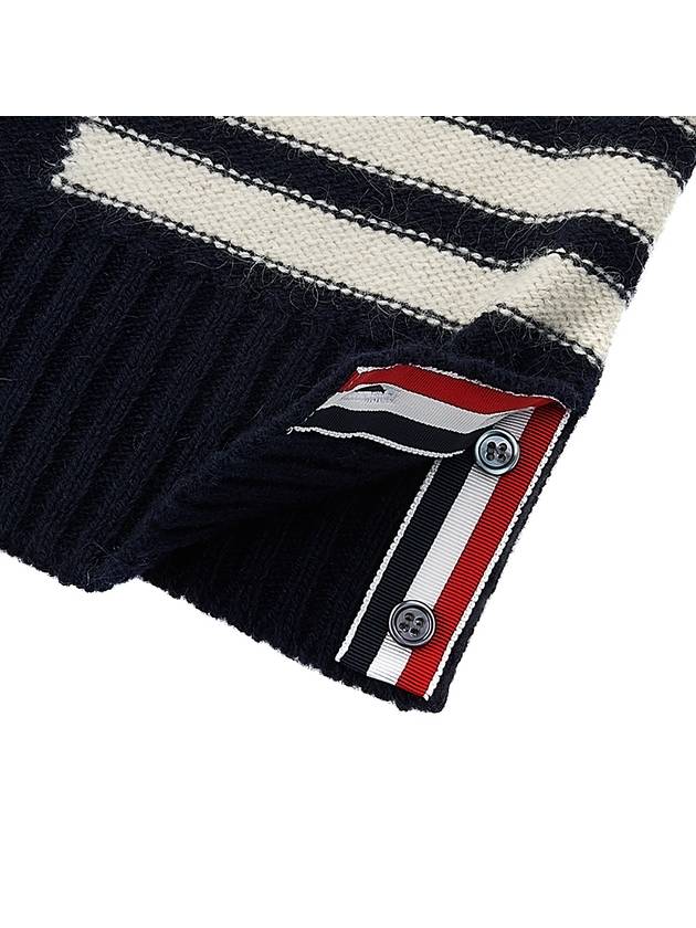 Donegal 4-Bar Striped Crew Neck Wool Knit Top Navy - THOM BROWNE - BALAAN 8