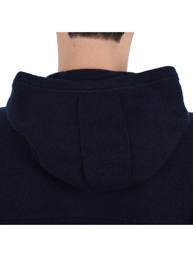 Logo Patch Hooded Lamb Wool Cardigan Navy - STONE ISLAND - BALAAN 10