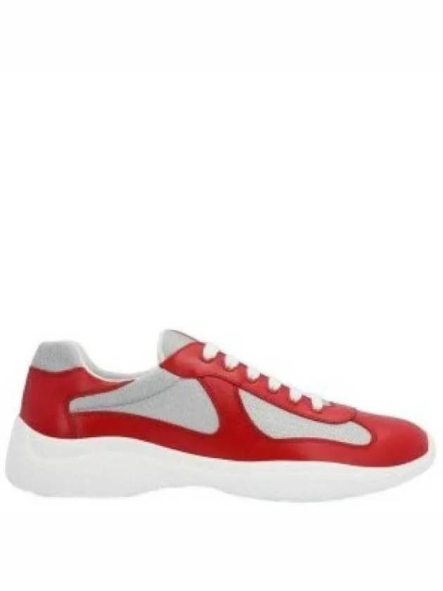 America's Cup Leather Low Top Sneakers Silver Red - PRADA - BALAAN 2