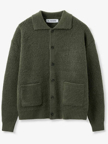 Button collar knit cardigan_Khaki Olive - BLONDNINE - BALAAN 1