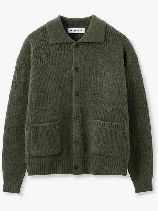 Button collar knit cardigan_Khaki Olive - BLONDNINE - BALAAN 1