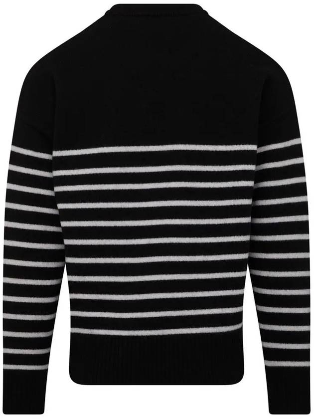 Stripe Oversized Fit Knit Top Black - AMI - BALAAN 4