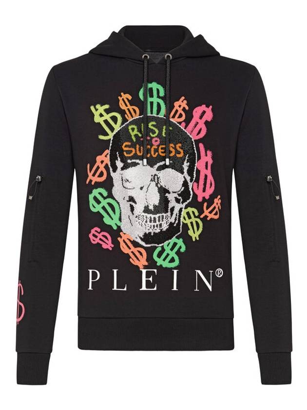 Skull Dollar Print Cotton Hoodie Black - PHILIPP PLEIN - BALAAN 1