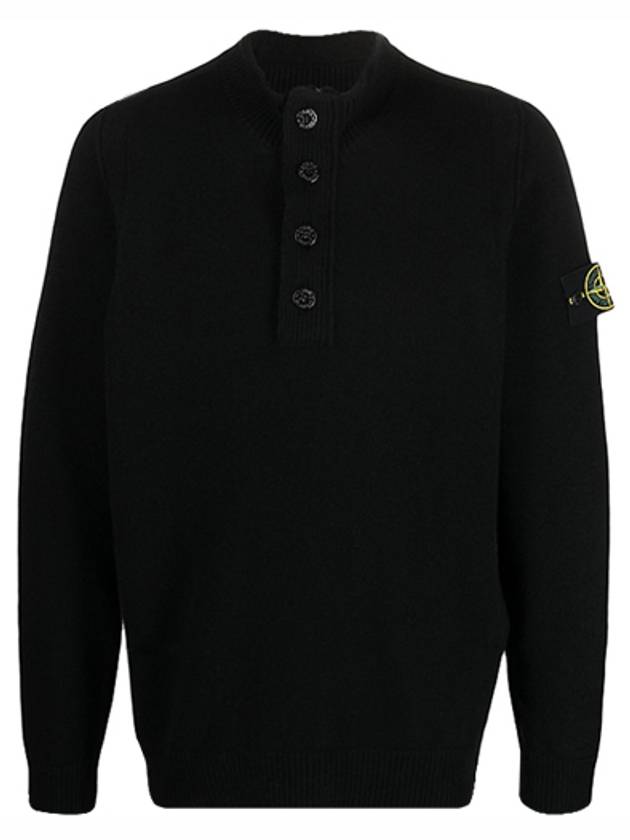 Wappen Patch Button Knit Top Black - STONE ISLAND - BALAAN 2